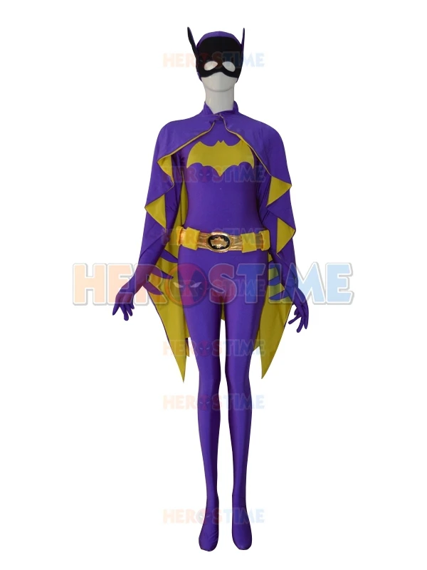 

Newest Batgirl Costume Purple Female Batgirl Superhero Costumes Lycra Spandex Ffull body Zentai Suit For Halloween Cosplay