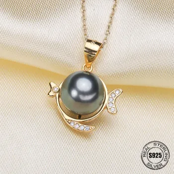 

Cute little fish Simple design Sterling Silvery Pendant Clasps Accessories DIY You can inlay half - bore beads