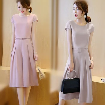 

Summer Women Two Piece Set Casual Cotton Tops + Knee Length Pants Soild Female Office Plus Size Suit Set Short Sleeve Sets