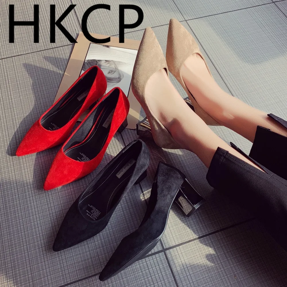 HKCP The new Korean version for fall 2019 will go with a pointed, low-cut suede top and a pair of chunky pumps for women C107
HKCP The new Korean version for fall 2019 will go with a pointed, low-cut suede top and a pair of chunky pumps for women C107