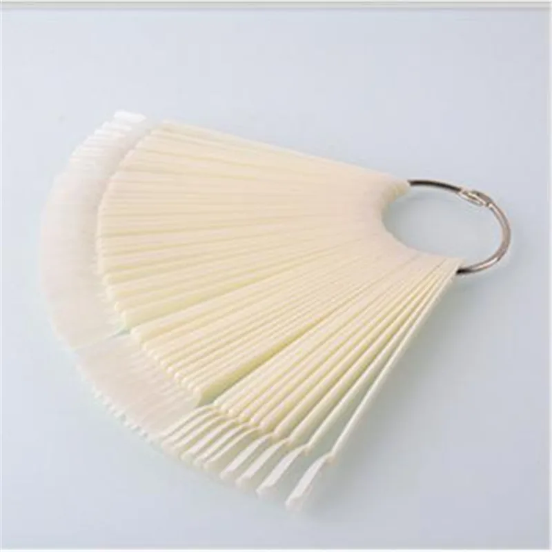 

50pcs Nail Art False Practice Display Transparent Natural Color Chart Acrylic UV False Nail Manicure DIY Fake Stickers