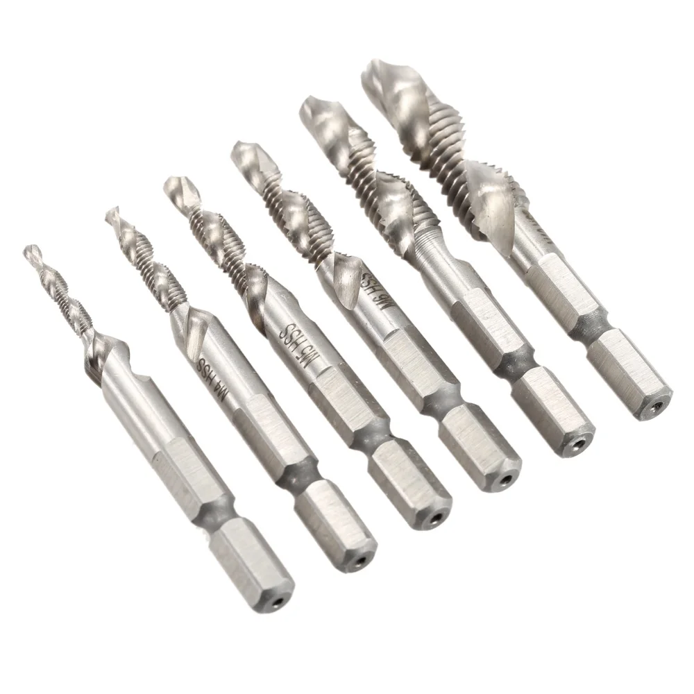 Drill Bit 6 Sets/sets of Manual Drills Hex Shank HSS Screw Helix Point Thread Metric Plug Drill Bit M3 M4 M5 M6 M8 M10 Hand Tool