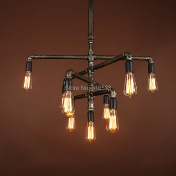 

Vintage Nostalgic Industrial Antique Lustre Loft Personalized 9lt Water Pipe Edison Pendant Lamp Bar Modern Home Decor Lighting