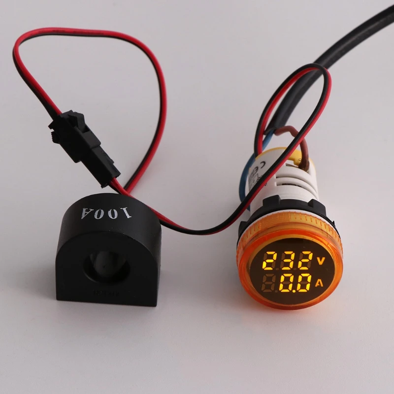 22 мм AC50-500V 0-100A цифровой светодиодный вольтметр измеритель напряжения индикатор пилотный светильник Амперметр тестер тока 2 в 1 с CT