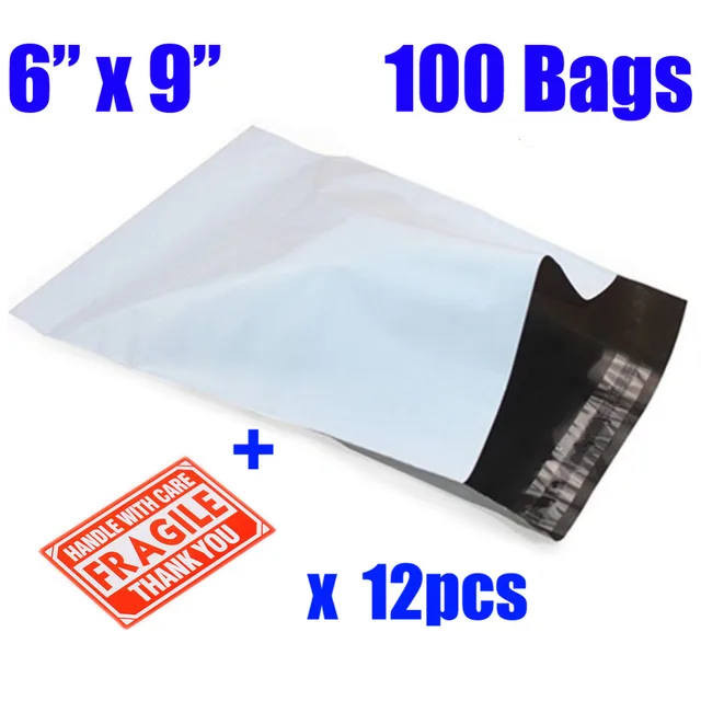 100 Pcs 6x9 White Gray Poly Mailer Envelopes Shipping Bags With 100 Pcs 6x9 White Gray Poly Mailer Envelopes Shipping Bags With Self Adhesive