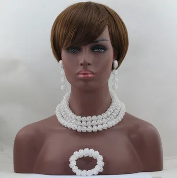 

New Fabulous White Crystal Beads Nigerian Wedding Women Party African Jewelry Set African Beads Jewelry Set Free Shipping ABL454