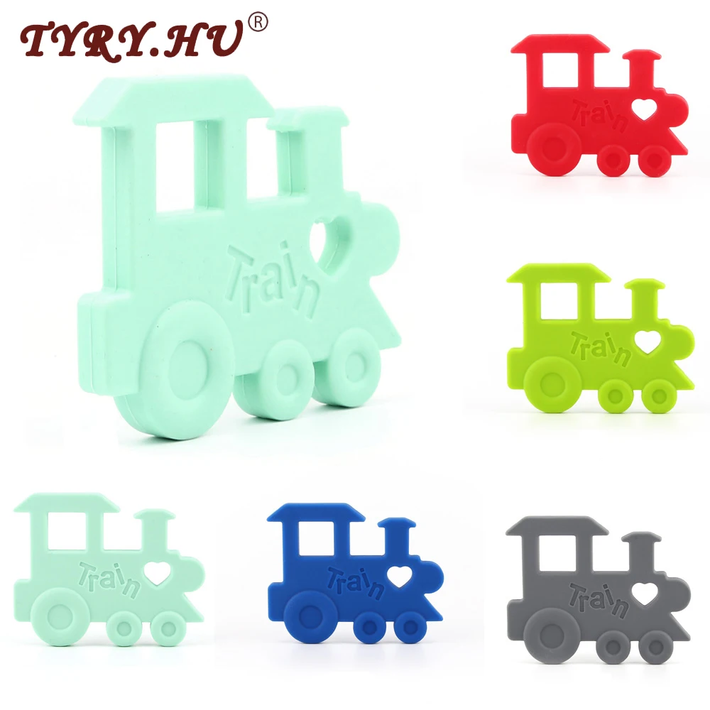 

TYRY.HU 1Piece Silicone Teether Train Teethers Pendant baby Teething beads DIY Necklace Toy Infants BPA Free Food Grade Teeth