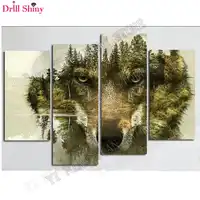 5d diamond painting full drill resin cross stitch kits triptych mountain wolf painting square embroidery rhinestones painting