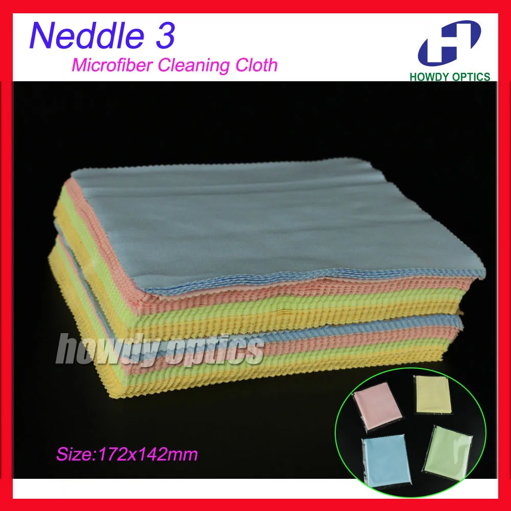

(HM-4L) Neddle 3 Colorful microfiber cleaning cloth for glasses lens phone watch screen etc,17.2x14.2cm,Free Shipping