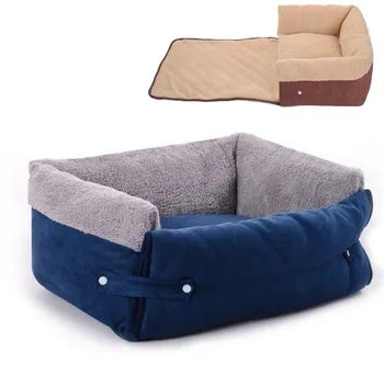

Multifunctional Navy Blue Clamshell Dog Sofa Bed Flip Small Medium Dog Kennel Blanket Keep Warm Cat Dog House Mat Pet Products