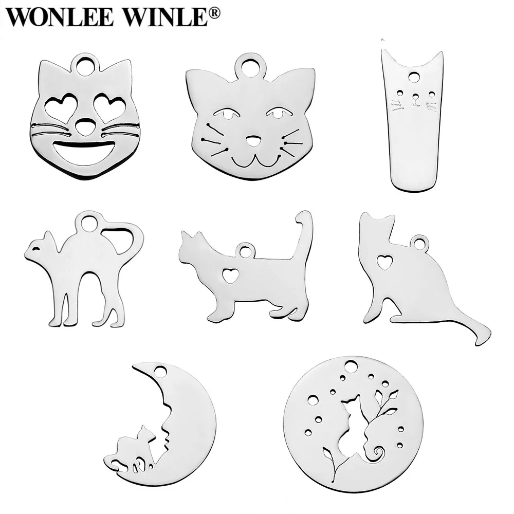 Wonlee Winle DIY полностью отполированная нержавеющая сталь 316l Love my Cat Pets подвески для