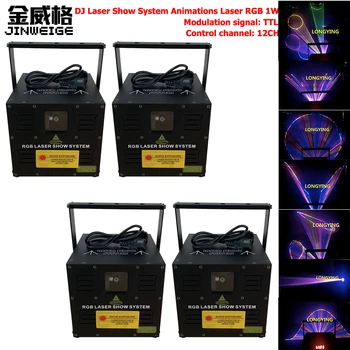 

Free Shipping 4pcs/Lot 1000mW /1W DMX SD RGB Animation Laser Projector Light DJ Party Nightclub Professional Wedding Show Stage