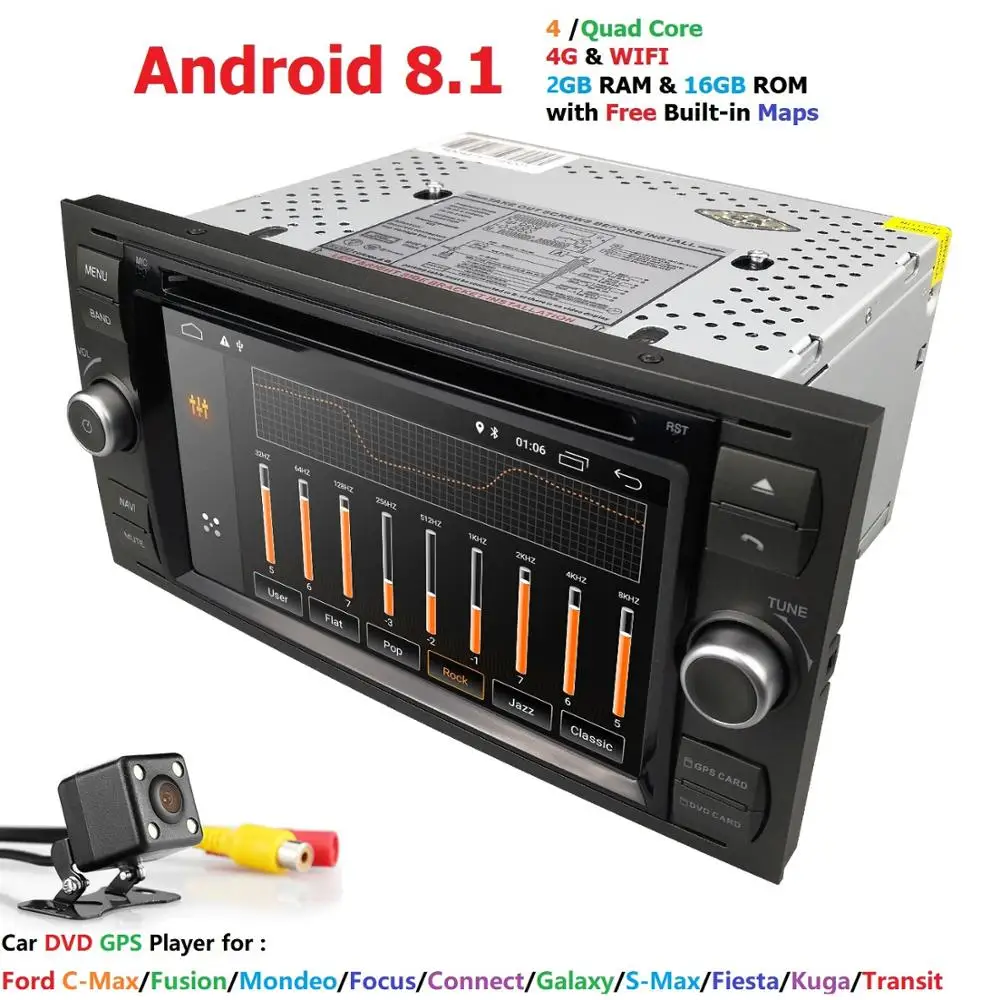 

DSP IPS 4G WIFI Android 9.0 Car DVD Player for Ford Focus Kuga Transit GPS Bluetooth Radio RDS SD Steering Wheel Control USB CAM