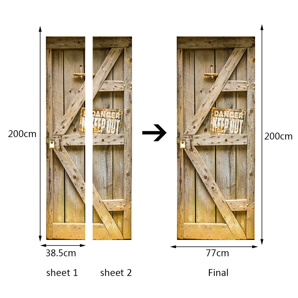 3D старинная деревянная дверная наклейка s DIY домашний декор художественная Фреска креативные виниловые наклейки на обои самоклеющиеся водонепроницаемые дверные декоративные наклейки