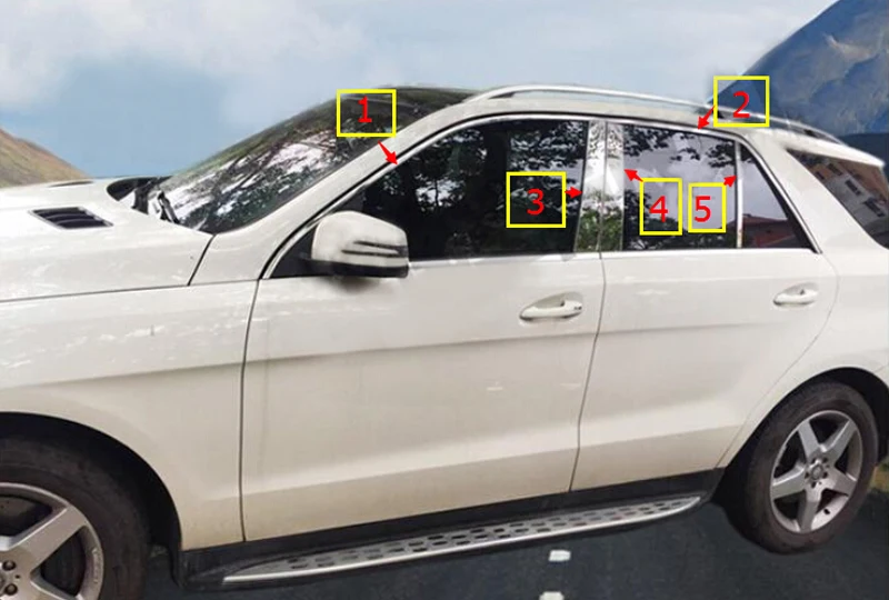 

Window Center Pillar+ Upper Sill Frame Cover For Mercedes Benz ML W166 2012 2013 2014 2015