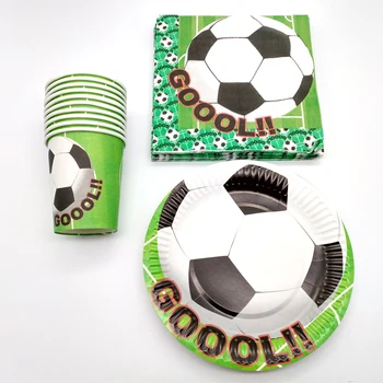 

Football Theme Happy Baby Shower Kids Boys Favors Napkins Birthday Party Cups Plates Decoration Soccer Dishes Glass 60pcs/lot