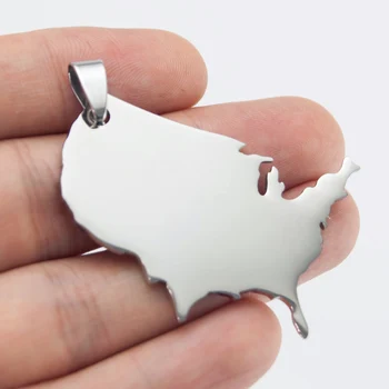 

Stainless Steel Blank America US Map Tag Metal Mirror Polish Engravable USA Map Pendant for Jewelry Making DIY Wholesale 50pcs