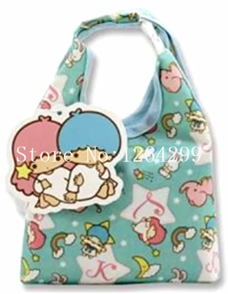 

New Fashion Little Twin Stars Girls Woman Big Waterproof Portable Fold Shopping Bags For Children