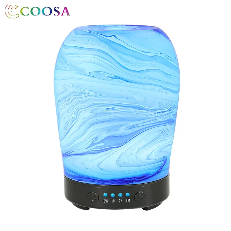 COOSA 3D Glass Aroma Diffuser 100ml Air Humidifier Oil Noiseless Ultrasonic Mist Maker 7 LED Lights for Bedroom Office | Бытовая