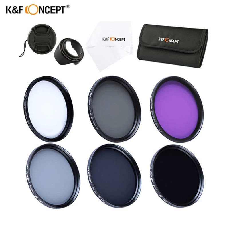 

K&F CONCEPT Polarizer CPL UV FLD ND2 ND4 ND8 Lens Filter Kit 52mm 55mm 58mm 62mm 67mm 72mm 77mm for Canon Nikon Sony DSLR Camera