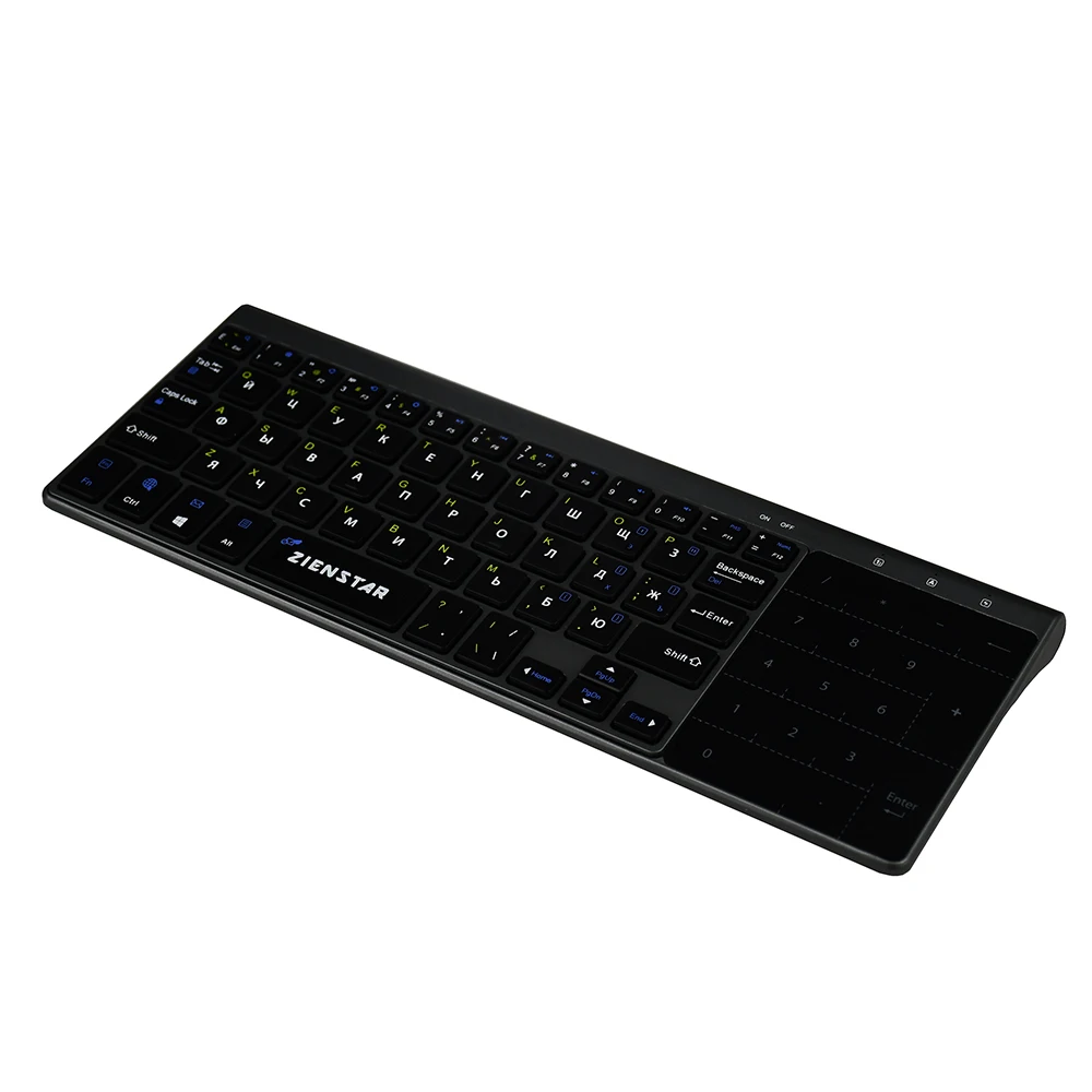 Goede Zienstar Russische 2.4 Ghz Draadloze Toetsenbord met Touchpad en Nummer Pad voor Windows PC, Laptop, Ios pad, smart TV, HTPC, Android Doos