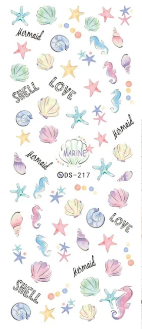 

Stickers For Nail Art DIY Seahorse starfish shell English letter Water Transfer Nail Stickers Wraps Foil Sticker Manicure