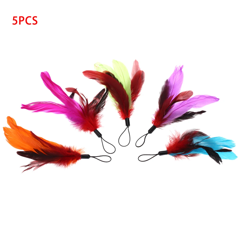 

5PCS Pet Cat Toy Natural Long Feather Pet Kitten Cat Teaser Replacement Refill Feather for Cat Rod Wand katten speelgoed