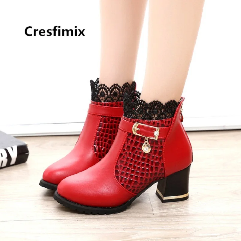 

Cresfimix Frauen Stiefel Women Fashion High Quality Street Boots Lady Black Pu Leather Comfortable Ankle Martin Boots C6005