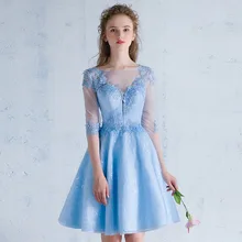 2017 neue Ankunft Blau A-linie Kurze Brautkleider Knielangen Abendkleider Graduation Kleid Homecoming Kleid Vestido de Festa