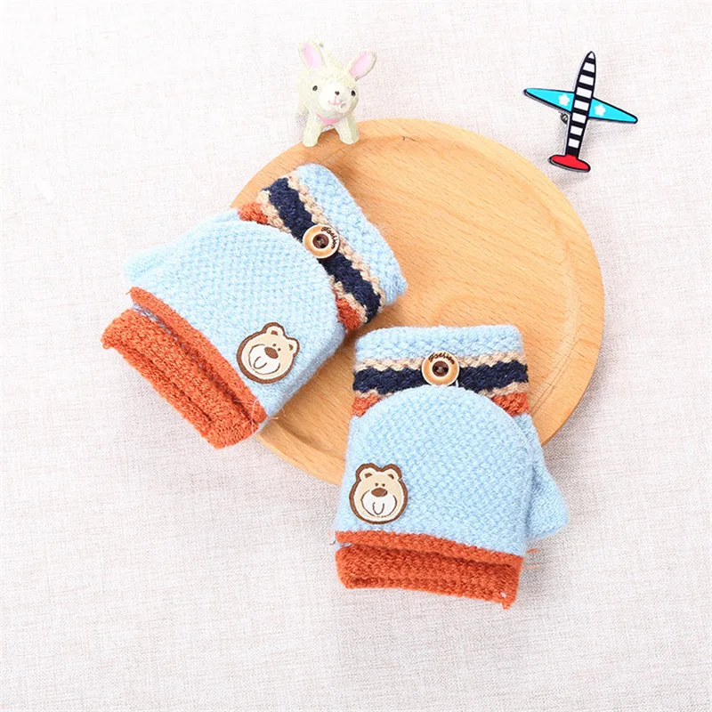 Toddler Baby Cute Thicken Hot Fingerless Gloves Kids Winter Warm Gloves Baby Knitted Mittens Baby Girls Boys Warm Gloves Toddler Knitting Mittens (8)