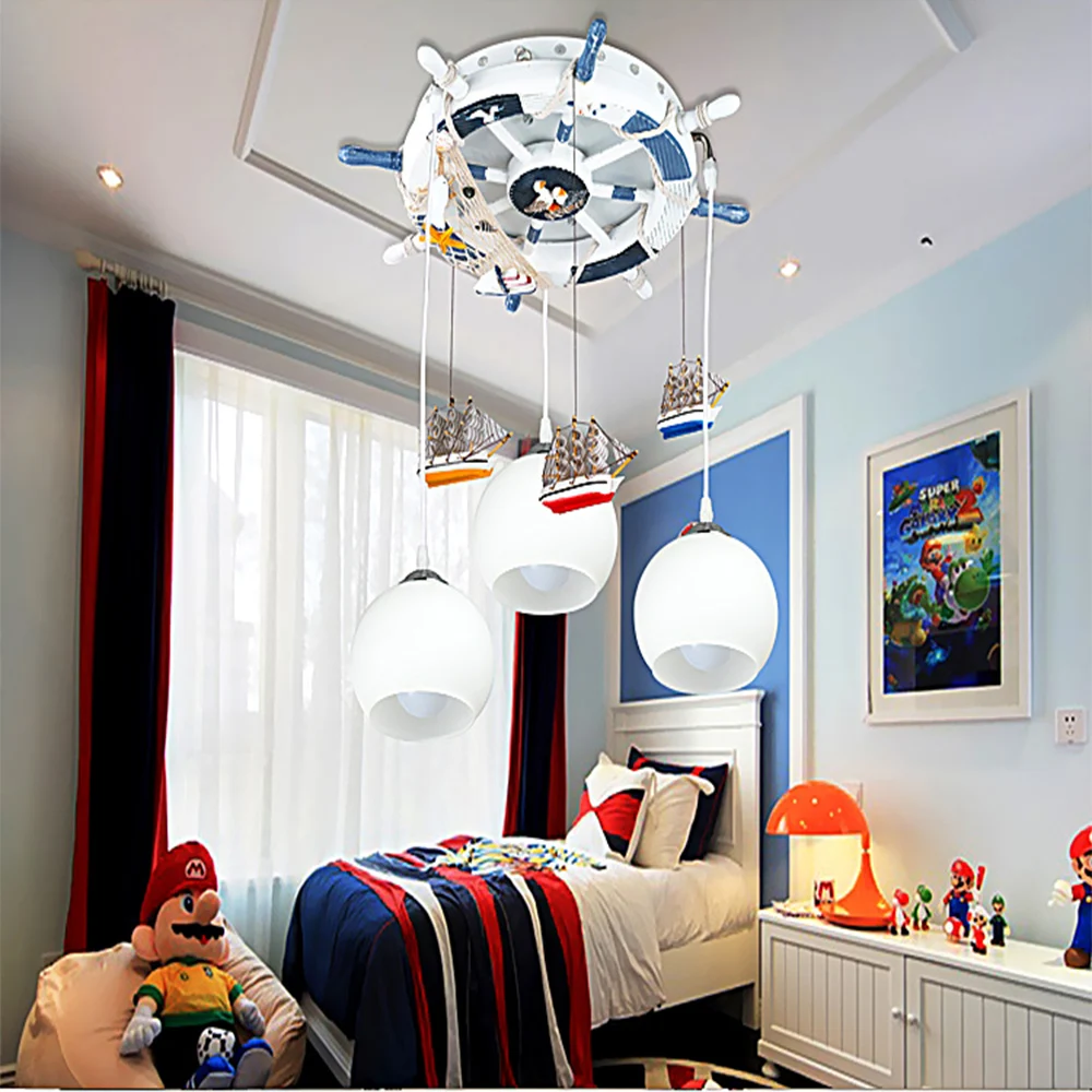 baby room suspension cartoon led chandelier 3 head pendant lamp Led chandelier acrylic kids 110V 220V Mediterranean