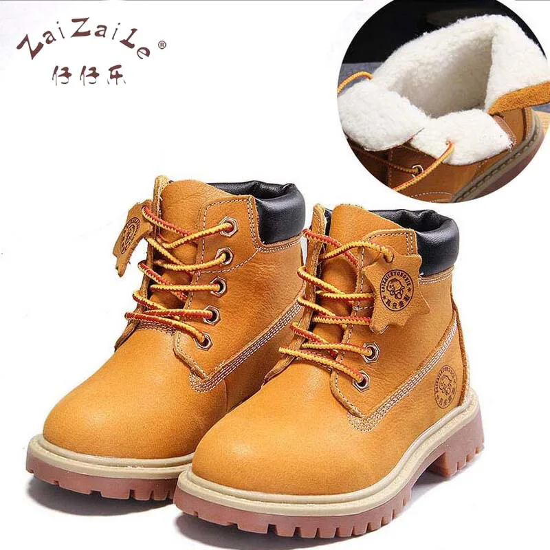 

2017 Winter Children Genuine Leather Boots Brand Boys Buckle Shoes Fashion Ankle Martin Boots for Kids bota infantil 1201F
