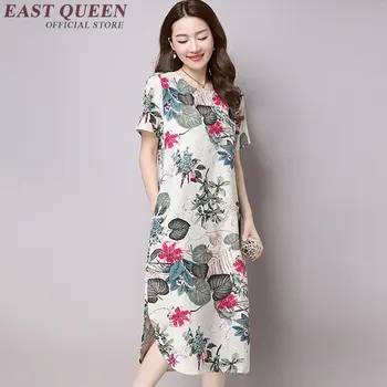 

embroidered linen dress chinese oriental dresses floral women oriental style dresses female sexy women linen clothing AA1073