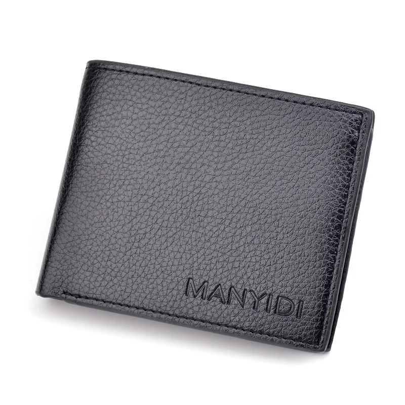 

New Wallet Short Men's Driver's License Thin Wallet 3 Fold Horizontal Business Leisure Litchi Vintage Soft Wallet