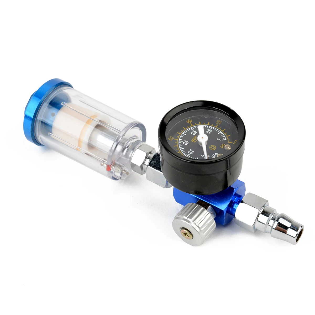 1pc 150mm In-Line Water Trap Filter with Air Pressure Regulator Gauge Spray Tool 1/4 thread 0-140PSI/10Bar