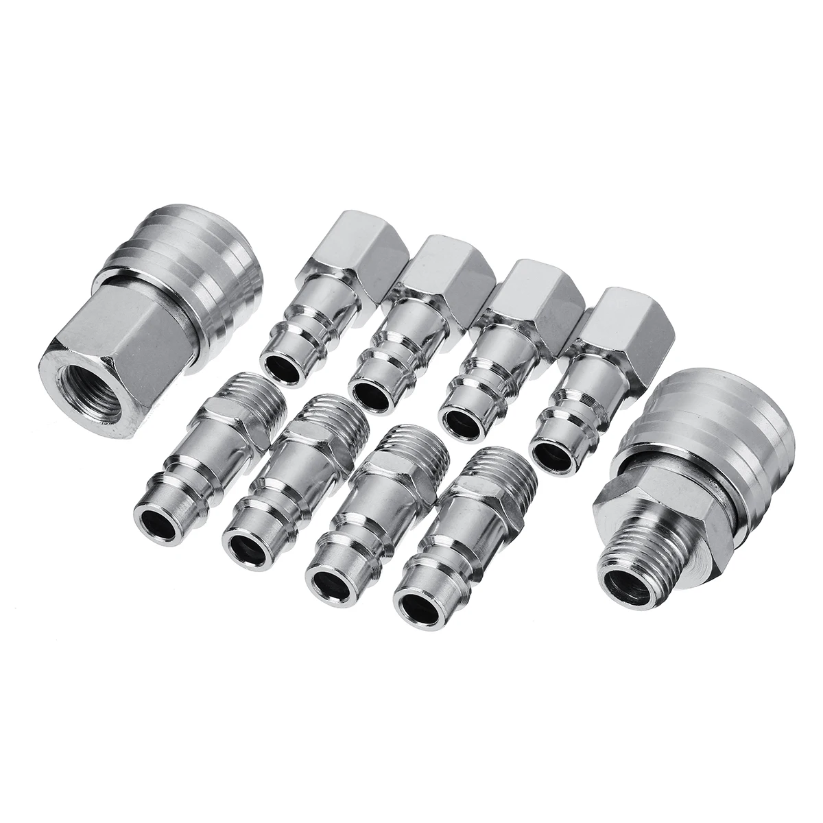 

Corrosion Resistance 10x Euro Air Line Hose Compressor Fitting Connectors Quick Release Set 1/4'' BSP Silver Galvanized Iron
