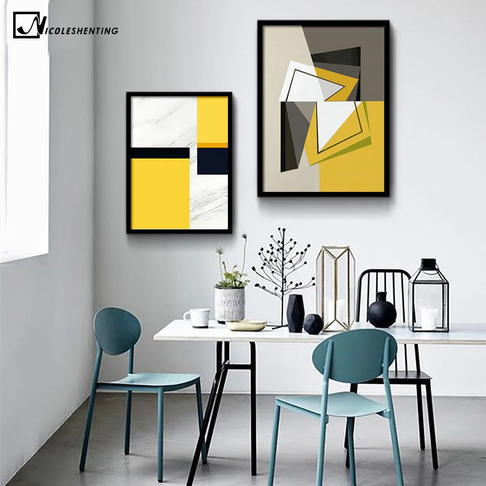

NICOLESHENTING Geometric Abstract Art Canvas Poster Minimalist Print Creative Wall Picture Modern Home Office Room Decoration