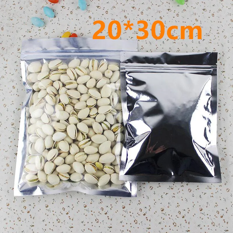 

20*30cm Aluminum Foil / Clear Resealable Valve Zipper Plastic Party Pack Package Bag, Zip Lock Ziplock Bag Retail Packaging