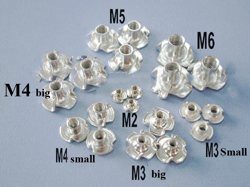 

50pcs M2/M3/M4/M5/M6 Four Claws Nut Mosaic Board/Wood Nuts T-nut Inlaid Fixed Screws Nuts For RC Model DIY Fixing Wing Aircraft