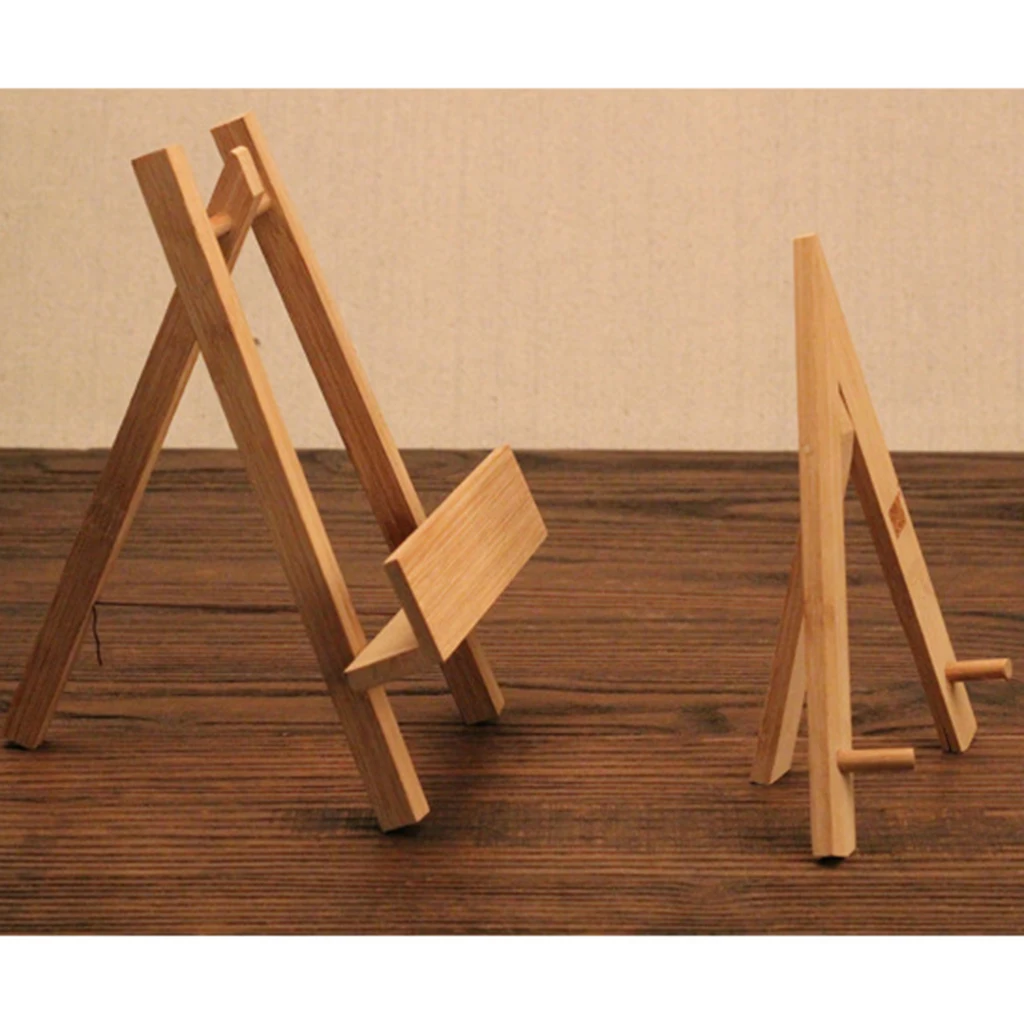 Bamboo Tea Cake Stand Photo Display Rack Plate Picture Frame Holder Easel