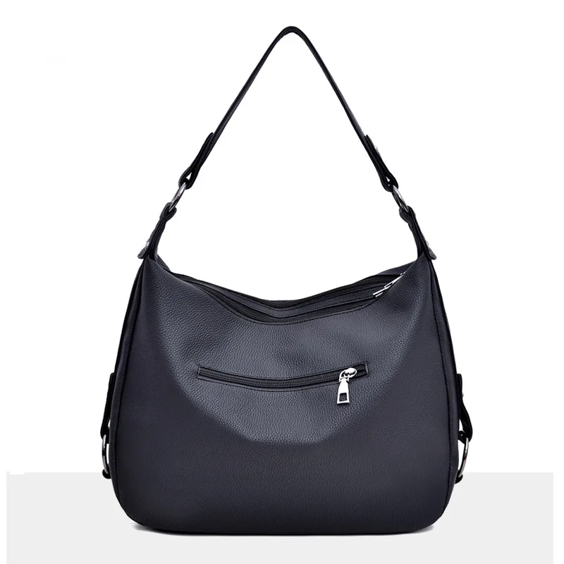 ZMQN Bag Women's Hobos Black Handbags For Women Leather Shoulder Bags 2 Zippers Classic Style Ladie