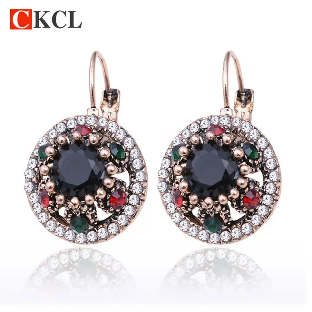 2017 Fashion Women Vintage Flower Drop Earrings Retro Crystal 2017 Fashion Women Vintage Flower Drop Earrings Retro Crystal Hanging Earring Texture Round Enamel