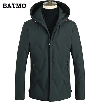 

BATMO 2018 new arrival winter high quality thiked warm 85% white duck down hooded jackets men,winter parkas men 98508