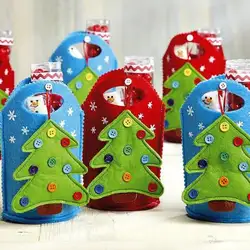 Рождественская елка шаблон подарочные пакеты Рождественский мешок конфет с кнопкой белый Снежинка Многоразовые украшения сумки