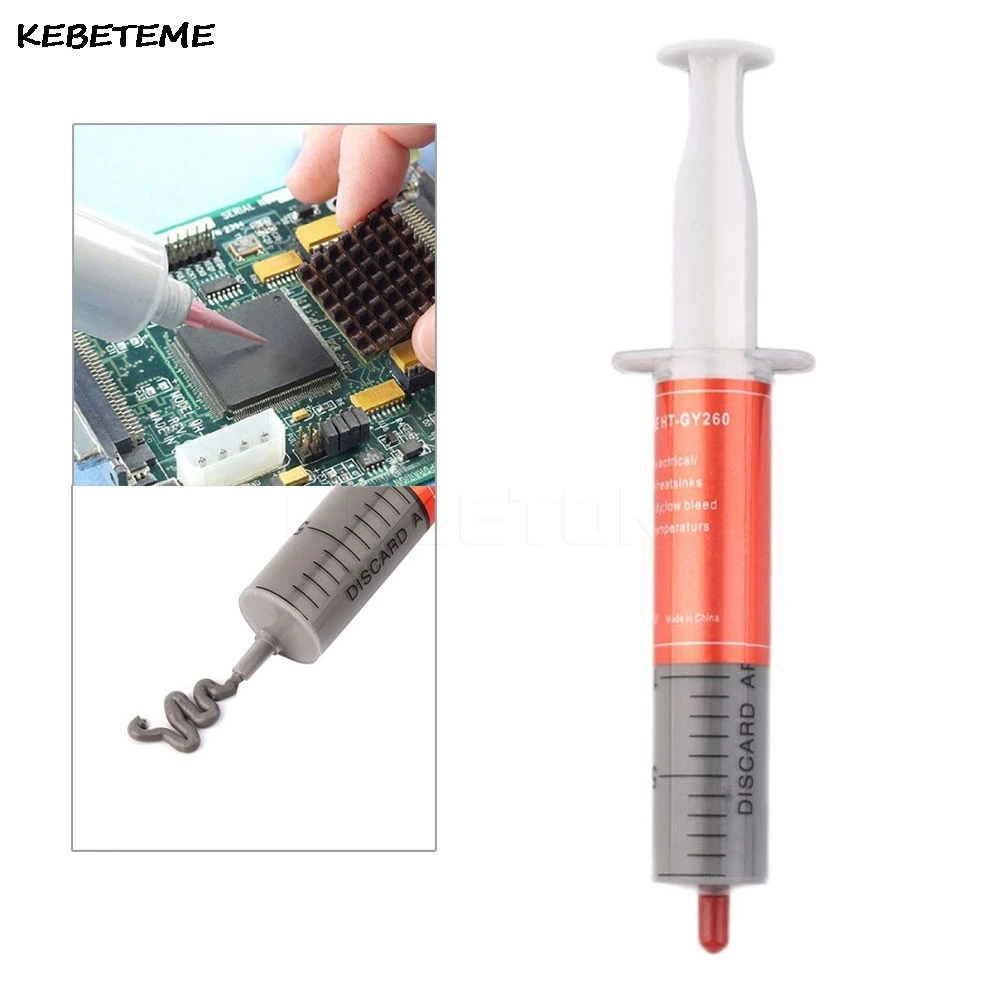 

KEBETEME 20g Syringe Thermal Grease gray CPU Chip Heatsink Paste Conductive Compound ABS Material Wholesale Newest