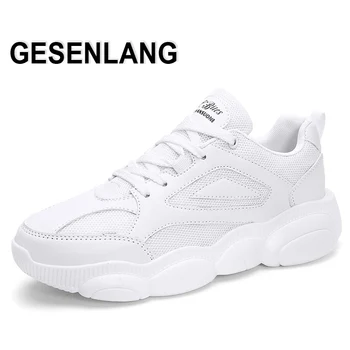 

Men's White Sport Running Shoes Breathable Mesh Soft Light Male Sneakers Little Bear Bottom Wear-resistant Outdoor Walking Shoes