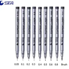 STA маркером эскиз Книги по искусству различные размеры Совет черный пигмент лайнер воды для рисования почерк Supplie канцелярские 9 шт./компл