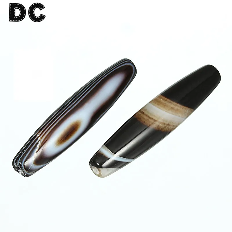 

DC 2pcs/lot Coffee Oval Long Tube Stone Stripe Created Beads 13*56mm for Necklace Bracelet Jewelry DIY Makling F5414