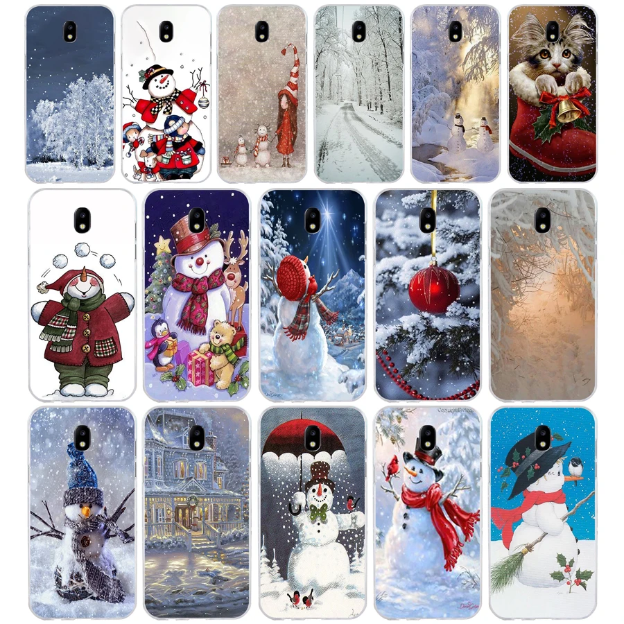 

193SD Animated Winter snowman snow Soft Silicone Tpu Cover phone Case for Samsung j3 j5 j7 2015 2016 17 j2 prime j6 Plus 2018