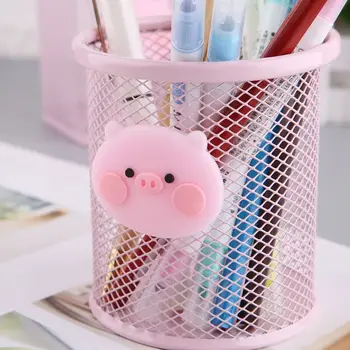 

Pink Pig Five-pointed Star Pen Holder Pink Metal Grid Container Large Capacity Multi-function Storage Box Girls Holiday Gifts